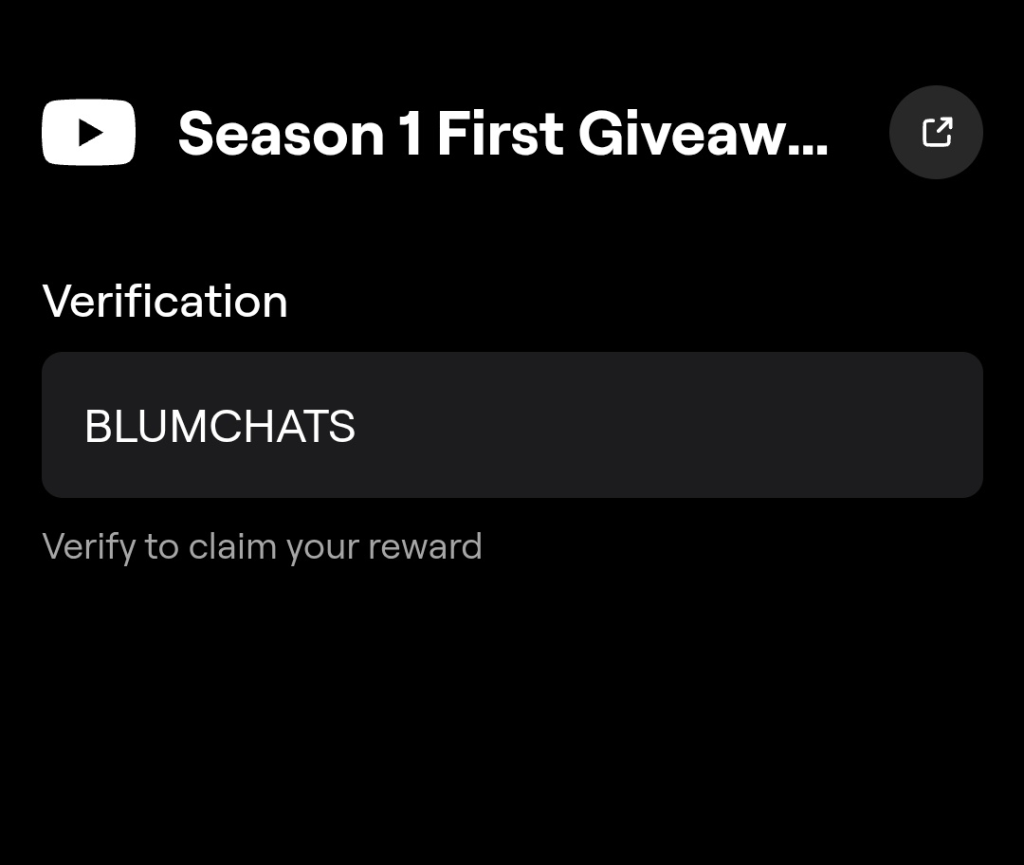 Season 1 First Giveaway Blum Code