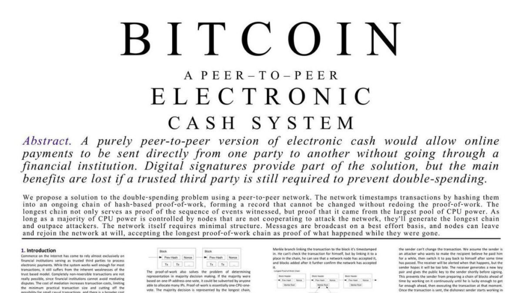 a whitepaper titled Bitcoin: A Peer-to-Peer Electronic Cash System